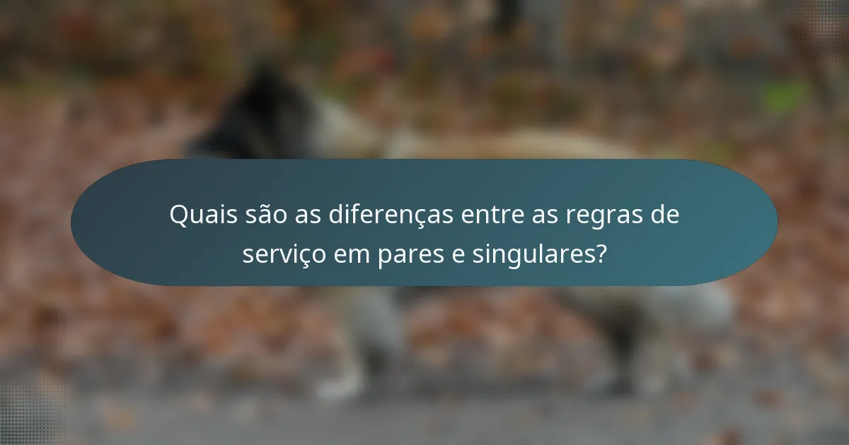 Quais são as diferenças entre as regras de serviço em pares e singulares?