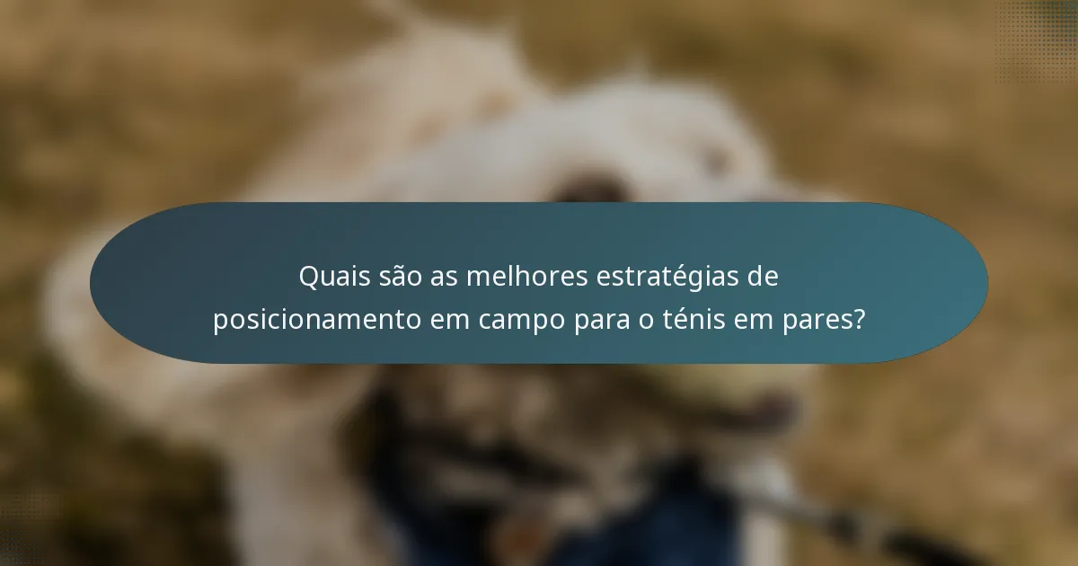 Quais são as melhores estratégias de posicionamento em campo para o ténis em pares?